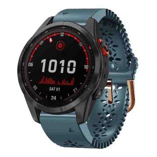 For Garmin Fenix 7S Solar 20mm Lady's Silicone Watch Band With Lace Punch(Lake Blue)