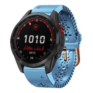 For Garmin Fenix 7S Solar 20mm Lady's Silicone Watch Band With Lace Punch(Blue)