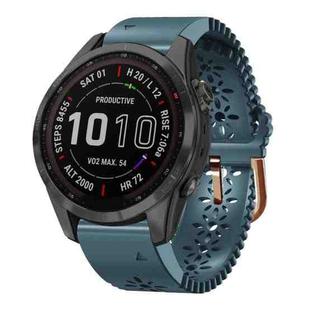 For Garmin Fenix 7S Sapphire Solar 20mm Lady's Silicone Watch Band With Lace Punch(Lake Blue)