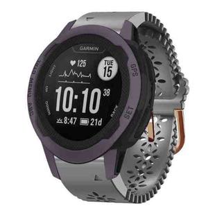 For Garmin Instinct 2S 20mm Lady's Silicone Watch Band With Lace Punch(Grey)