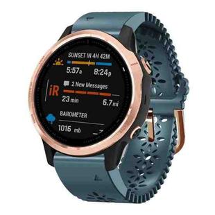 For Garmin Fenix 6S 20mm Lady's Silicone Watch Band With Lace Punch(Lake Blue)