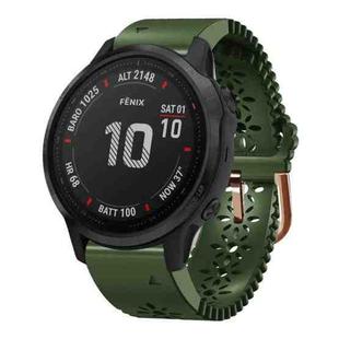 For Garmin Fenix 6S Pro 20mm Lady's Silicone Watch Band With Lace Punch(Army Green)