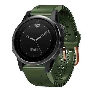 For Garmin Fenix 5S 20mm Lady's Silicone Watch Band With Lace Punch(Army Green)