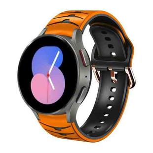 For Samsung Galaxy Watch 5 44mm Curved Texture Silicone Watch Band(Orange+Black)