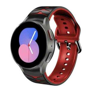 For Samsung Galaxy Watch 5 44mm Curved Texture Silicone Watch Band(Black+Red)