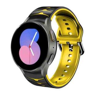 For Samsung Galaxy Watch 5 44mm Curved Texture Silicone Watch Band(Black+Yellow)