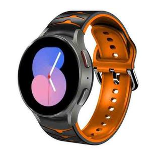 For Samsung Galaxy Watch 5 40mm Curved Texture Silicone Watch Band(Black+Orange)