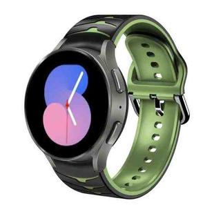 For Samsung Galaxy Watch 5 40mm Curved Texture Silicone Watch Band(Black+Green)