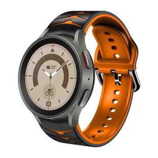 For Samsung Galaxy Watch 5 Pro 45mm Curved Texture Silicone Watch Band(Black+Orange)