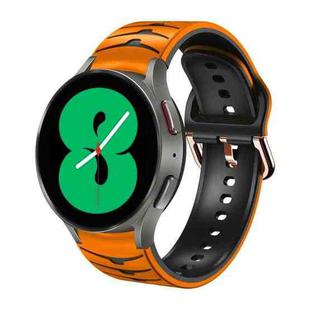 For Samsung Galaxy Watch 4 44mm Curved Texture Silicone Watch Band(Orange+Black)
