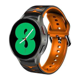 For Samsung Galaxy Watch 4 44mm Curved Texture Silicone Watch Band(Black+Orange)