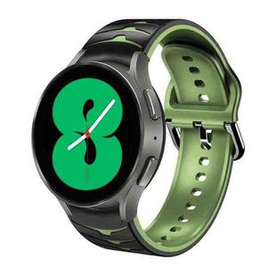 For Samsung Galaxy Watch 4 44mm Curved Texture Silicone Watch Band(Black+Green)