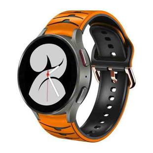 For Samsung Galaxy Watch 4 40mm Curved Texture Silicone Watch Band(Orange+Black)