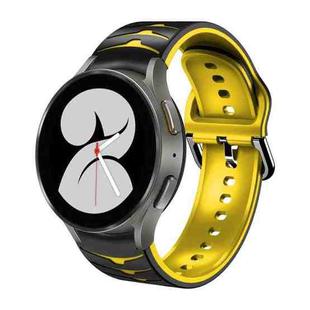 For Samsung Galaxy Watch 4 40mm Curved Texture Silicone Watch Band(Black+Yellow)