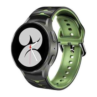 For Samsung Galaxy Watch 4 40mm Curved Texture Silicone Watch Band(Black+Green)