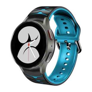 For Samsung Galaxy Watch 4 40mm Curved Texture Silicone Watch Band(Black+Blue)