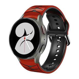 For Samsung Galaxy Watch 4 40mm Curved Texture Silicone Watch Band(Red+Black)