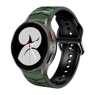 For Samsung Galaxy Watch 4 40mm Curved Texture Silicone Watch Band(Army Green + Black)