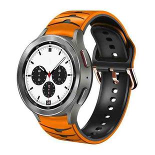 For Samsung  Galaxy Watch 4 Classic 42mm Curved Texture Silicone Watch Band(Orange+Black)