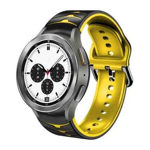 For Samsung  Galaxy Watch 4 Classic 42mm Curved Texture Silicone Watch Band(Black+Yellow)