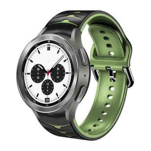 For Samsung  Galaxy Watch 4 Classic 42mm Curved Texture Silicone Watch Band(Black+Green)