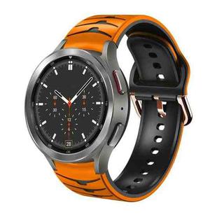 For Samsung  Galaxy Watch 4 Classic 46mm Curved Texture Silicone Watch Band(Orange+Black)