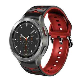 For Samsung  Galaxy Watch 4 Classic 46mm Curved Texture Silicone Watch Band(Black+Red)