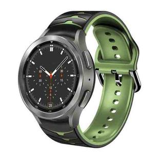 For Samsung  Galaxy Watch 4 Classic 46mm Curved Texture Silicone Watch Band(Black+Green)