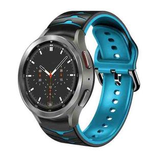 For Samsung  Galaxy Watch 4 Classic 46mm Curved Texture Silicone Watch Band(Black+Blue)