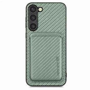 For Samsung Galaxy S23 5G Carbon Fiber Leather Card Magsafe Case(Green)