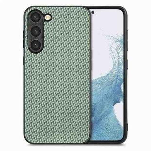 For Samsung Galaxy S23 5G Carbon Fiber Texture Leather Back Cover Phone Case(Green)