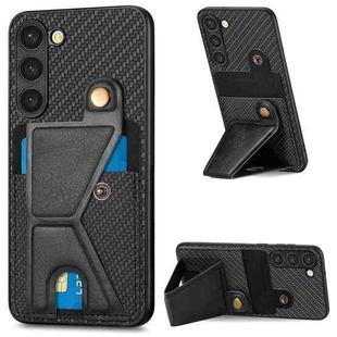 For Samsung Galaxy S23+ 5G Carbon Fiber Wallet Flip Card Holder Phone Case(Black)