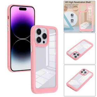 For iPhone 14 Pro Solid Solor TPU Space Acrylic Phone Case(Pink)