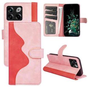 For OnePlus Ace Pro Stitching Horizontal Flip Leather Phone Case(Pink Red)