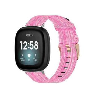 For Fitbit Versa 3 Nylon Weave Canvas Watch Band(Pink)