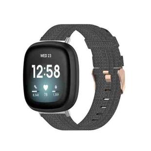 For Fitbit Versa 3 Nylon Weave Canvas Watch Band(Dark Grey)
