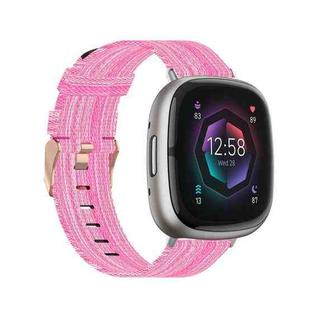 For Fitbit Sense Nylon Weave Canvas Watch Band(Pink)