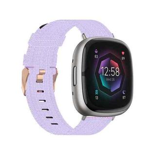 For Fitbit Sense Nylon Weave Canvas Watch Band(lLght Purple)