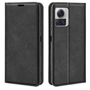 For Motorola Moto X30 Pro Retro-skin Magnetic Suction Leather Phone Case(Black)