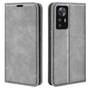 For Xiaomi 12T / 12T Pro / Redmi K50 Ultra Retro-skin Magnetic Suction Leather Phone Case(Grey)