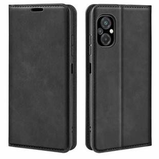 For Xiaomi Poco M5 4G Retro-skin Magnetic Suction Leather Phone Case(Black)