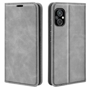 For Xiaomi Poco M5 4G Retro-skin Magnetic Suction Leather Phone Case(Grey)