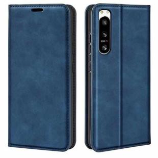 For Sony Xperia 5 IV Retro-skin Magnetic Suction Leather Phone Case(Dark Blue)