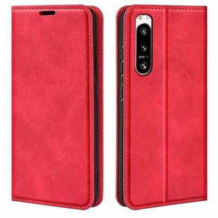For Sony Xperia 5 IV Retro-skin Magnetic Suction Leather Phone Case(Red)