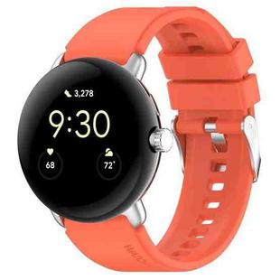 For Google Pixel Watch Metal Connector + Solid Color Silicone Watch Band(Orange)