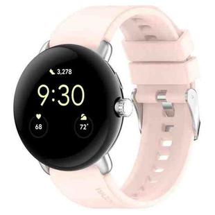 For Google Pixel Watch Metal Connector + Solid Color Silicone Watch Band(Pink)