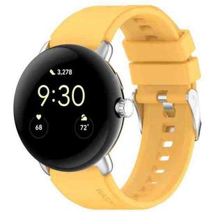 For Google Pixel Watch Metal Connector + Solid Color Silicone Watch Band(Yellow)