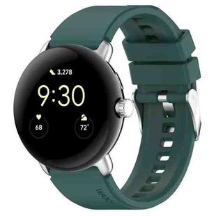 For Google Pixel Watch Metal Connector + Solid Color Silicone Watch Band(Green)