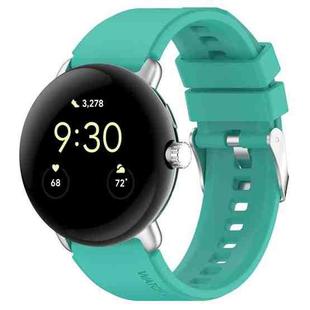 For Google Pixel Watch Metal Connector + Solid Color Silicone Watch Band(Water Duck)