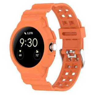 For Google Pixel Watch Integrated Fully Enclosed Silicone Watch Band(Orange)